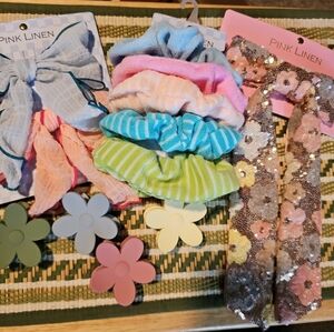 Pink Linen hair accessories bundle
